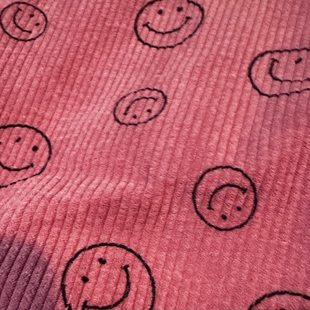 Pink Corduroy Smiley Face Tote Bag - Picture 10 of 13